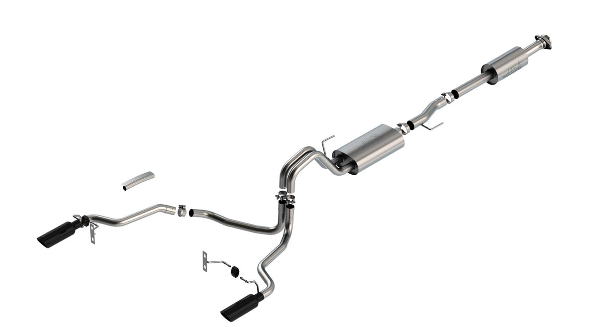 2021-2025 Ford F-150 2.7L/3.5L Split Rear Exit Cat-Back Exhaust w/ Black Tips | Dirty Garage