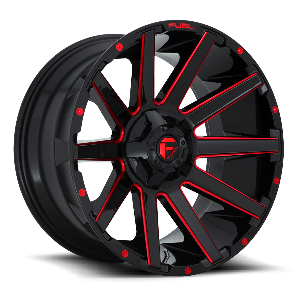Fuel Contra Gloss Black w/ Red Tint Wheel (D643) | Dirty Garage