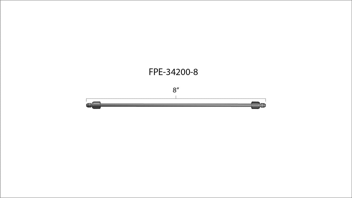 Universal 12 Inch High Pressure Fuel Line 8mm x 3.5mm Line M14 x 1.5 Nuts (FPE-34200-12)