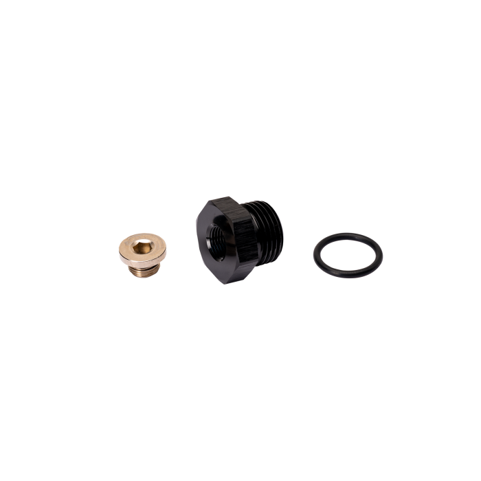 Universal 3/4-16 Inch O-ring to 1/8 Inch NPT adapter w/ 1/8 Inch NPT plug (FPE-APT-34-18NPT)