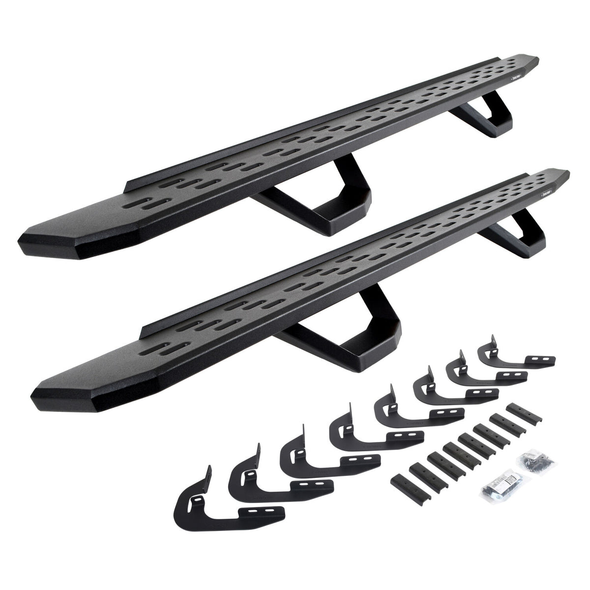 2014-2019 GM 1500/GM HD RB30 Running Boards with Mounting Brackets, 2 Pairs Drop Steps Kit, Textured Black (6960478720PC) | Dirty Garage