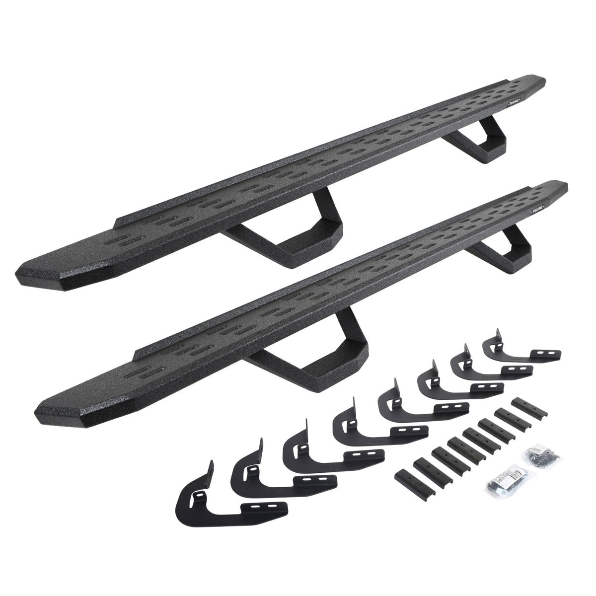 2014-2019 GM 1500/GM HD RB30 Running Boards with Mounting Brackets, 2 Pairs Drop Steps Kit, Protective Bedliner coating (6960478720T) | Dirty Garage