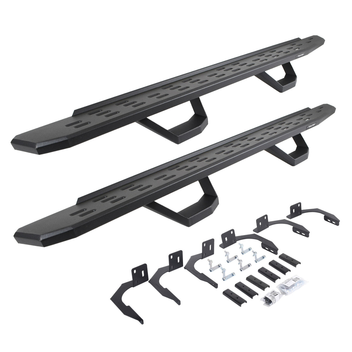 2009-2014 Ram 1500 RB30 Running Boards with Mounting Brackets, 2 Pairs Drop Steps Kit, Textured Black (6960998020PC) | Dirty Garage