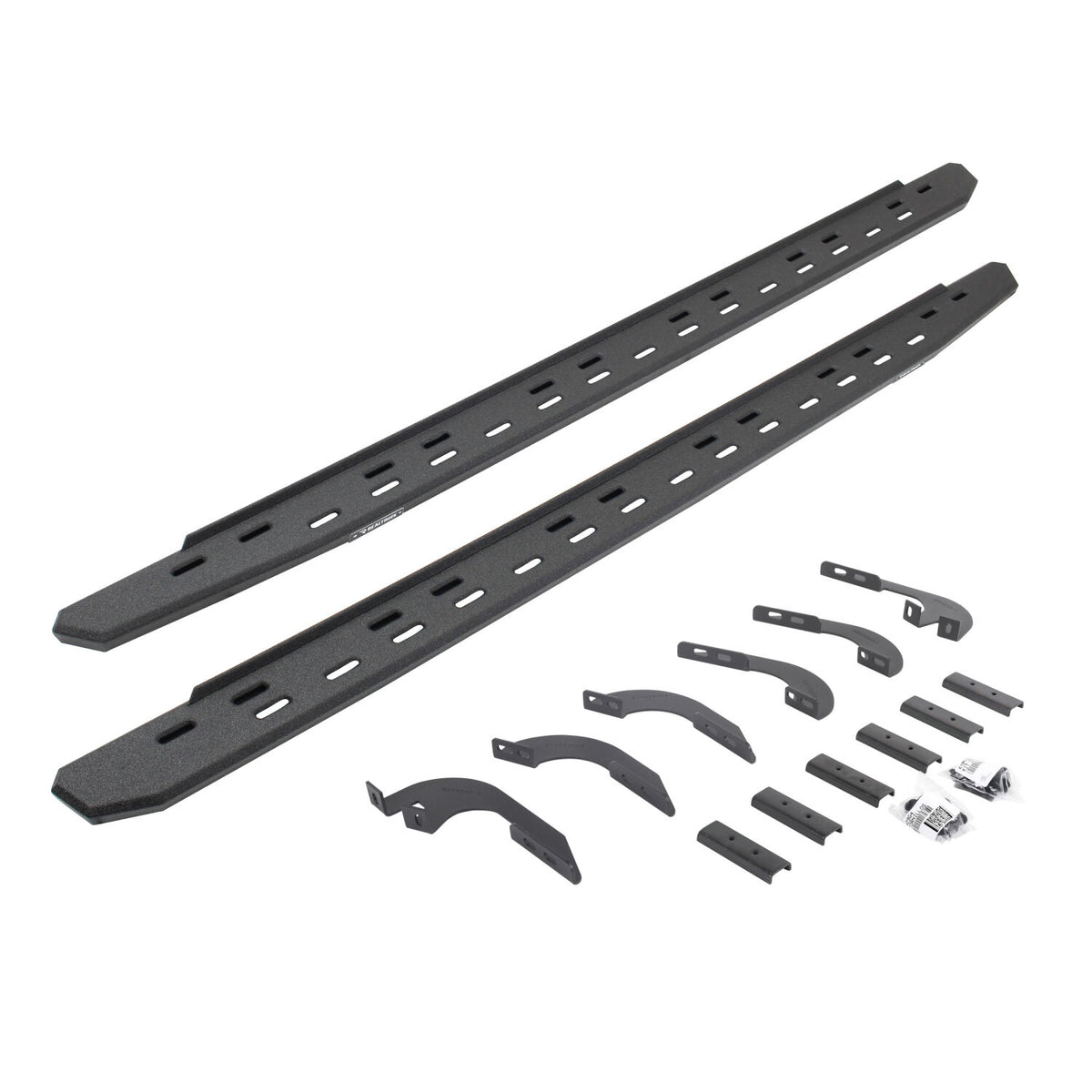 2005-2023 Tacoma RB30 Slim Line Running Boards with Mounting Bracket Kit Double Cab Only, Protective Bedliner coating (69642987ST) | Dirty Garage