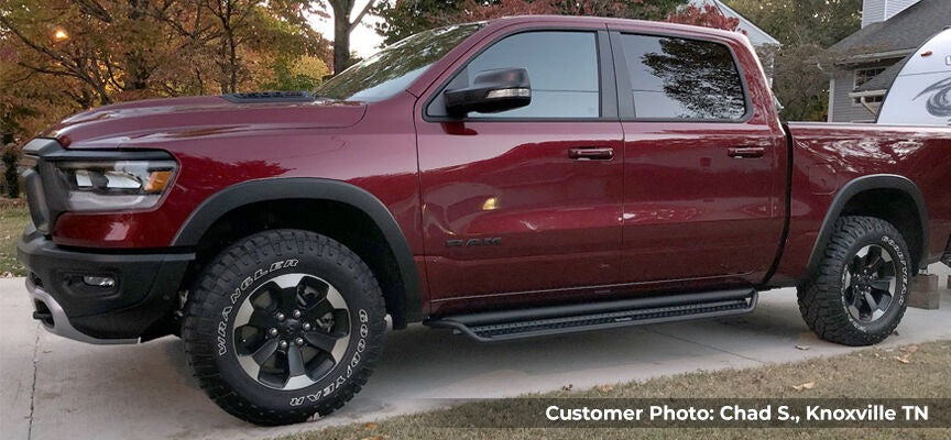 2019-2027 Ram 1500 Dominator Xtreme D1 Side Steps with Rocker Panel Mounting Bracket Kit, Powder Coated (D14306T) | Dirty Garage