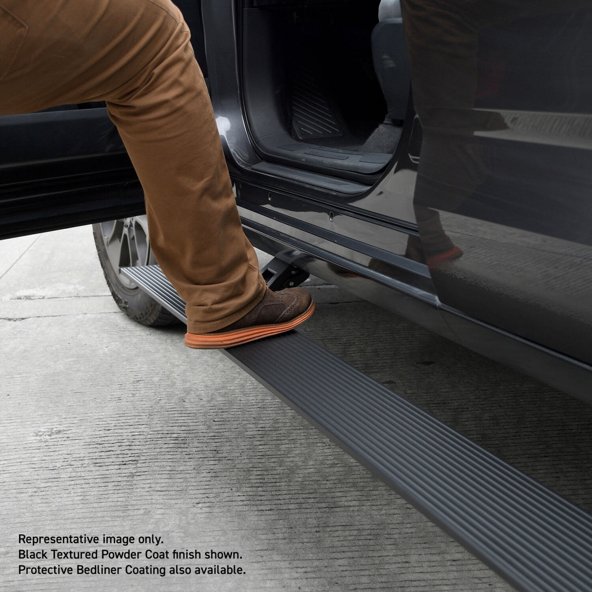 2019-2027 Ram 1500 RealTruck VoltStep Electric Running Board Kit, Protective Bedliner coating (20430687T) | Dirty Garage