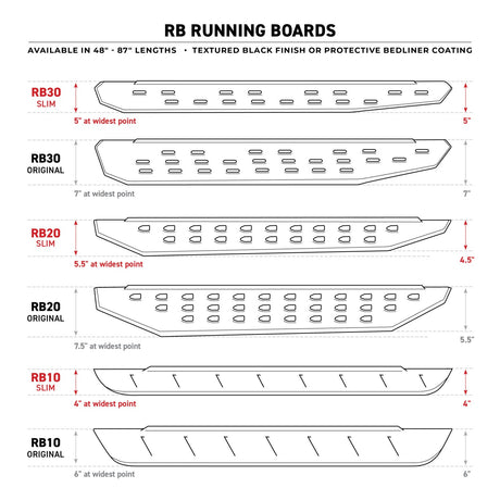 2014-2019 GM 1500/GM HD RB30 Running Boards with Mounting Brackets, 2 Pairs Drop Steps Kit, Protective Bedliner coating (6960588020T) | Dirty Garage