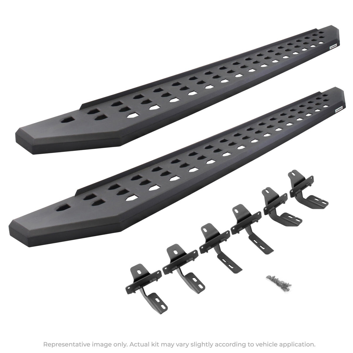 2014-2019 GM 1500/GM HD RB20 Running Boards with Mounting Brackets Kit, Textured Black (69404787PC) | Dirty Garage