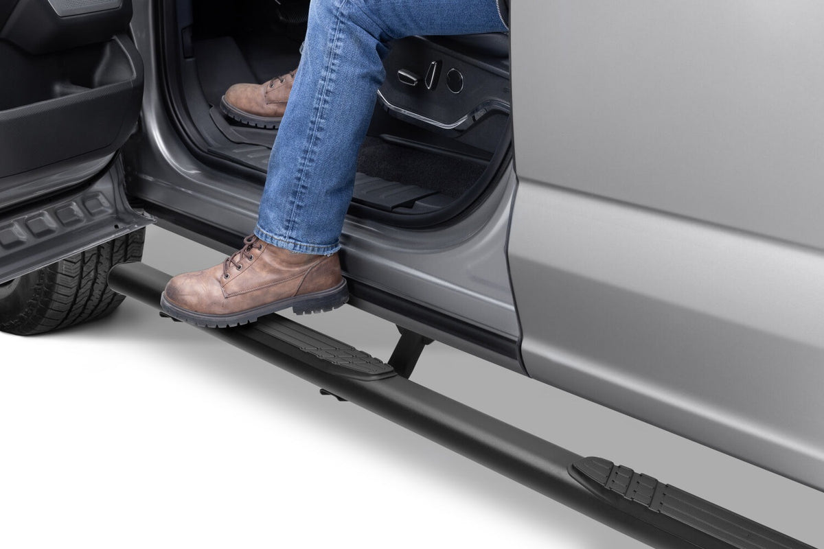 2015-2027 Superduty/F-150 4" 1000 Series Side Steps with Mounting Bracket Kit, Textured Black (104415587T) | Dirty Garage