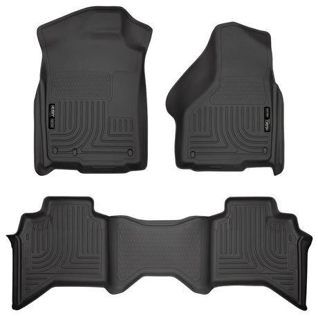 2002-2009 Dodge Ram Quad Cab Black Weatherbeater Front & Second Row Floor Liners | Dirty Garage
