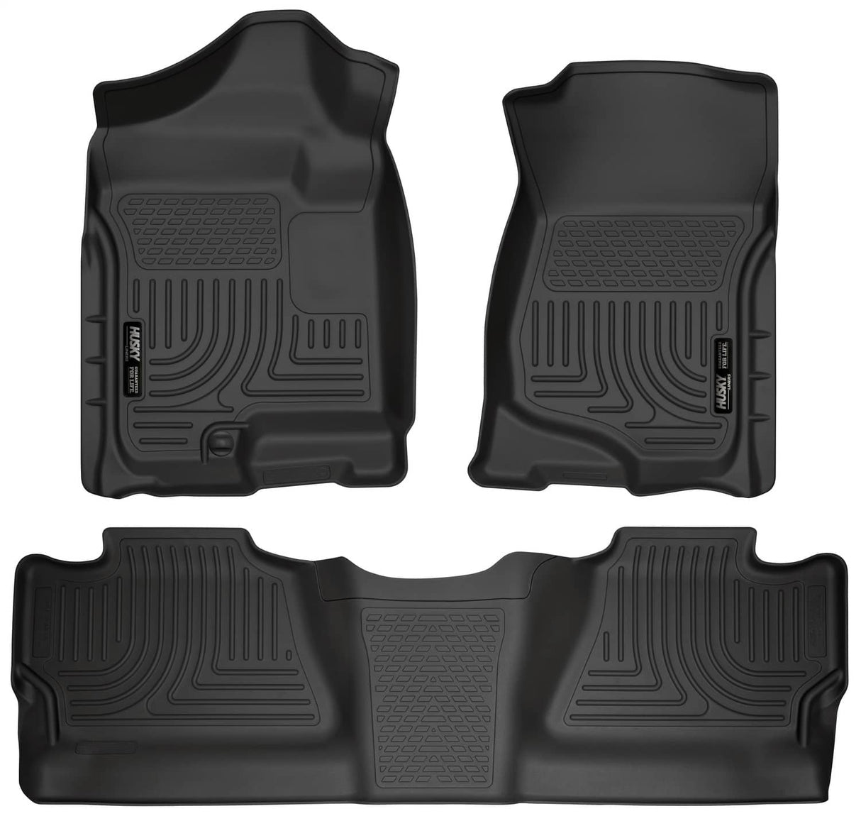 2007-2013 Silverado/Sierra Crew Cab 1500/2007-2014 Silverado/Sierra HD Black Weatherbeater Front & Second Row Floor Liners | Dirty Garage