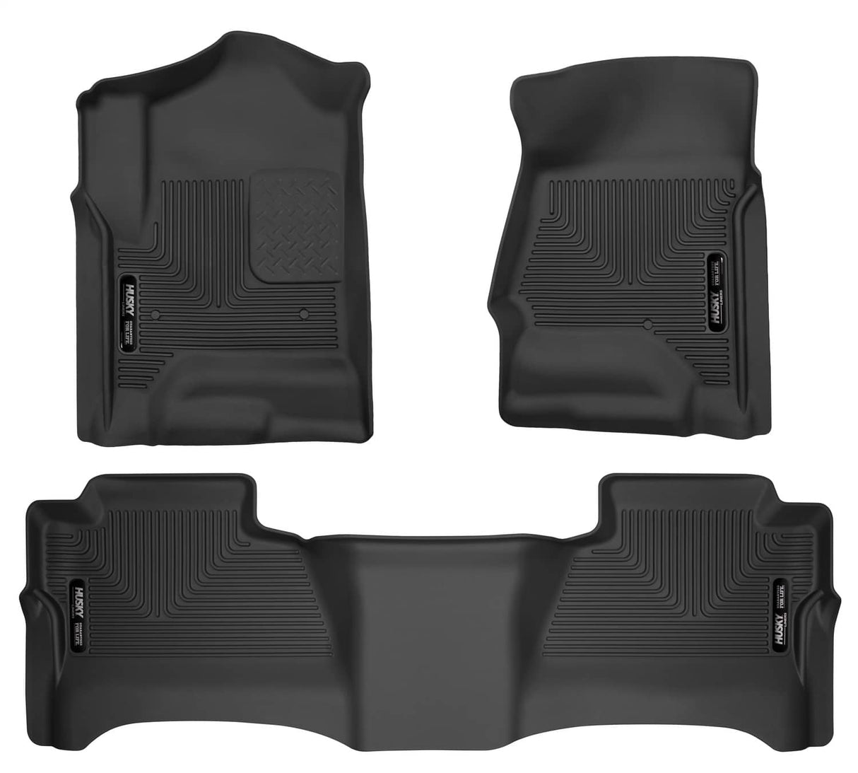 2014-2018 Silverado/Sierra Crew Cab 1500/2015-2019 HD Black Weatherbeater Front & Second Row Floor Liners | Dirty Garage