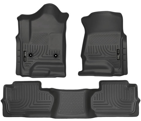 2014-2018 Silverado/Sierra Extended Cab 1500/2015-2019 HD Black Weatherbeater Front & Second Row Floor Liners | Dirty Garage