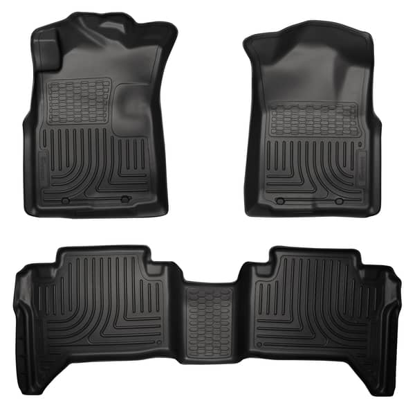 2005-2015 Tacoma Crew Cab Black Weatherbeater Front & Second Row Floor Liners | Dirty Garage