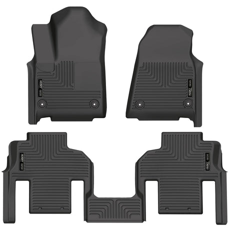 2022-2025 Wagoneer with 2nd Row Bucket Seats Black Weatherbeater Front & Second Row Floor Liners | Dirty Garage