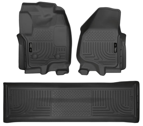 2012-2016 Super Duty Crew Cab Weatherbeater Black Front & Second Row Floor Liners | Dirty Garage