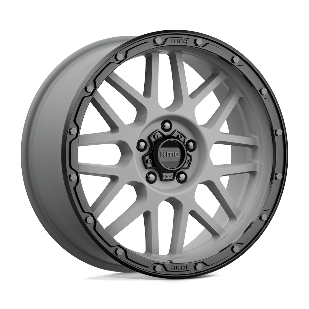 KMC Grenade Off-road Matte Gray w/ Matte Black Lip Wheel (KM535) | Dirty Garage
