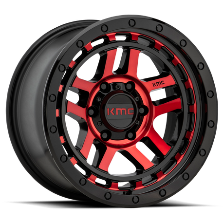 KMC Recon Gloss Black Machined w/ Red Tint Wheel (KM540) | Dirty Garage