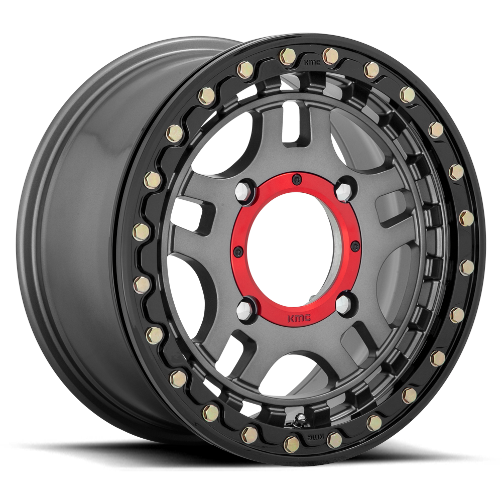 KMC Recon UTV Beadlock Gunmetal w/ Gloss Black Ring Wheel (KS240) | Dirty Garage