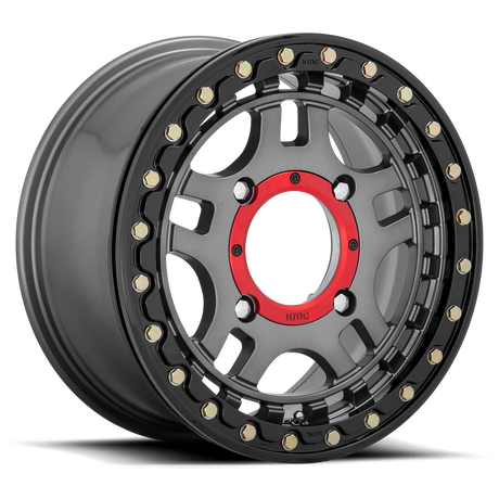 KMC Recon UTV Beadlock Gunmetal w/ Gloss Black Ring Wheel (KS240) | Dirty Garage