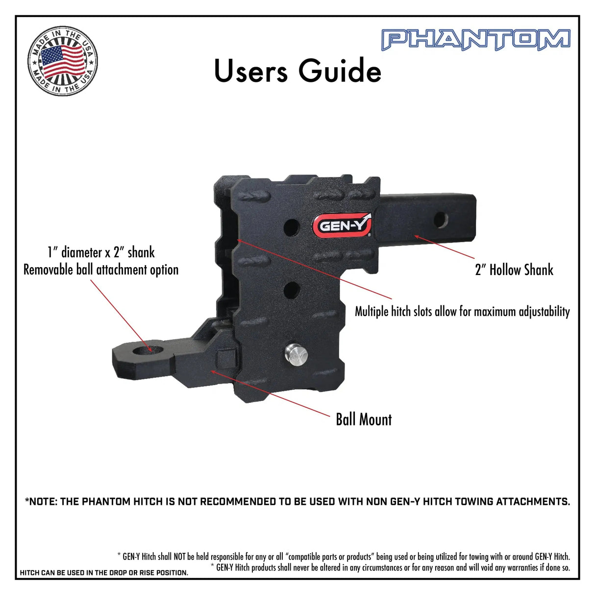 Phantom 5k Drop Hitch w/ 2" Shank (GH-102358)