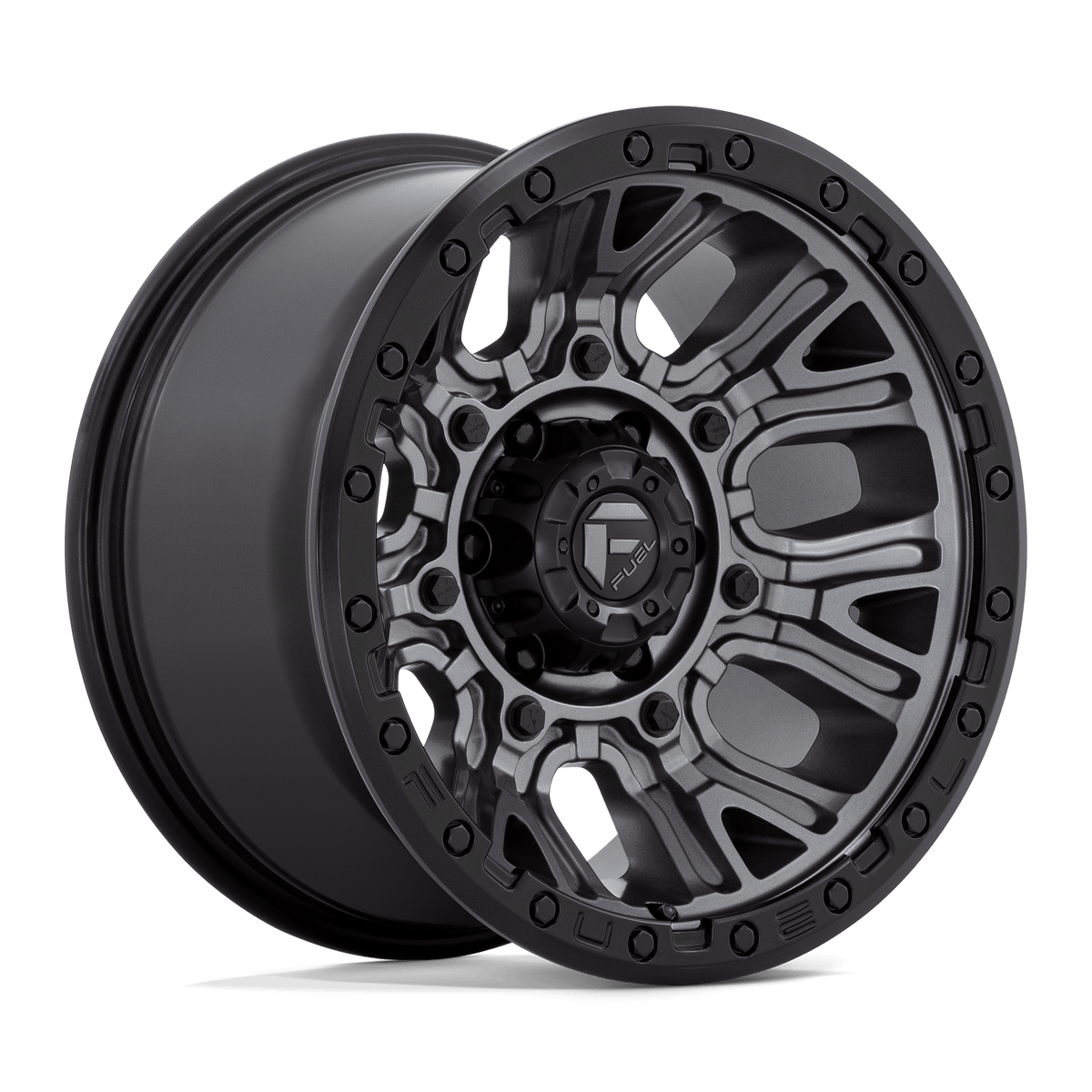Fuel Traction Matte Gunmetal w/ Black Ring Wheel (D825) | Dirty Garage