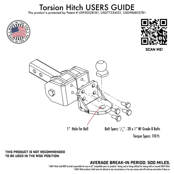 Universal Glyder Torsion-Flex Ball mount w/2" Shank (GH-1200X)