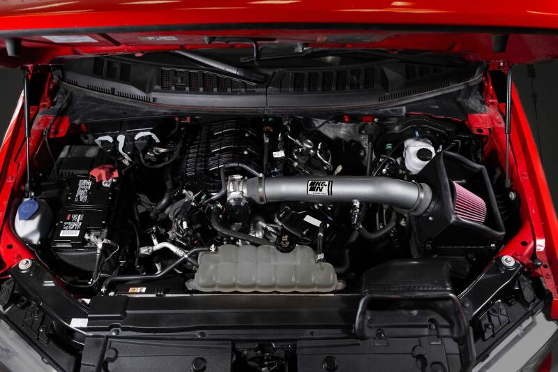 2018-2024 Ford F150 3.3L V6 Performance Air Intake System w/Red Air Filter - View 3 | Dirty Garage