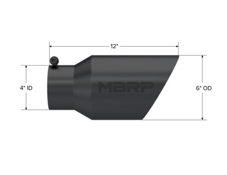 Universal 6" OD Dual Wall Angled 4" Inlet 12" Length Black Tip - View 5 | Dirty Garage