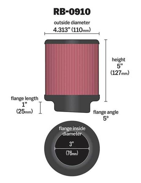 Universal Rubber Filter 3 inch 5 Degree FLG 4 1/2 inch OD 5 inch Height - View 4 | Dirty Garage