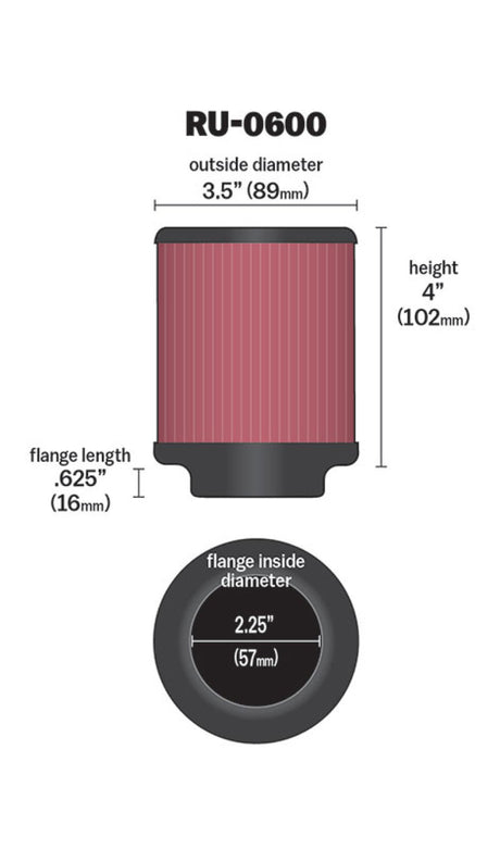 Universal Filter Universal Rubber Filter 2 1/4 inch Flange 3 1/2 inch OD 4 inch Height - View 3 | Dirty Garage