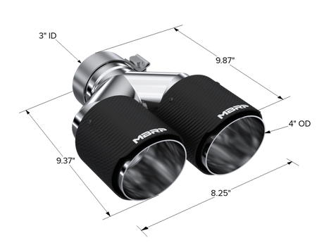Universal 3" ID Dual 4" OD Staggered Dual Wall Carbon Fiber Exhaust Tip - View 4 | Dirty Garage