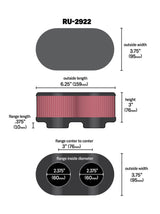 Universal Filter Universal Filter 2 3/4 inch Dual Flange Gsxr Oval - View 4 | Dirty Garage