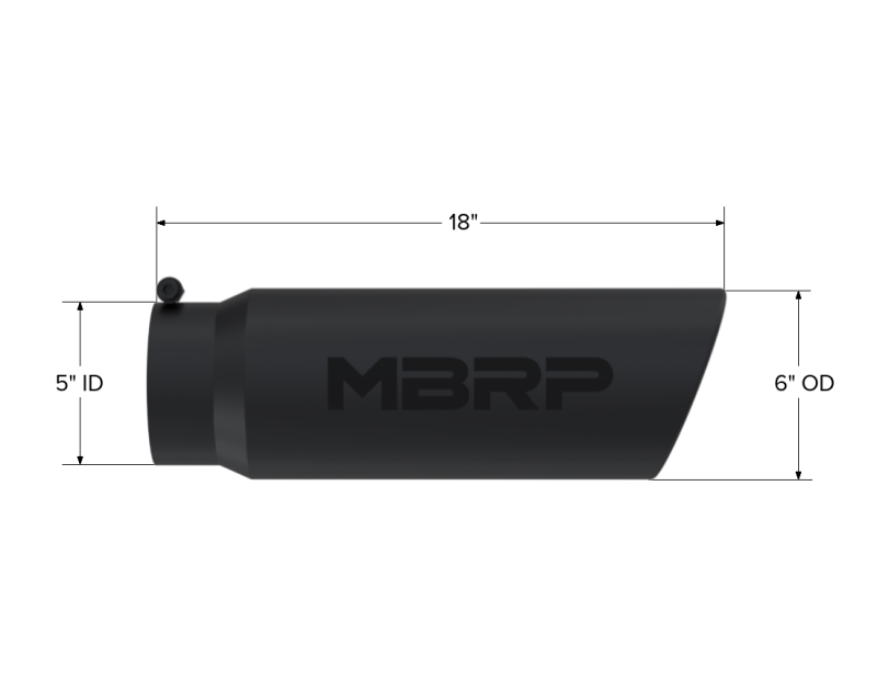 Universal 6" OD Angled Rolled End 5" Inlet 18" Black Finish Exhaust Tip - View 5 | Dirty Garage