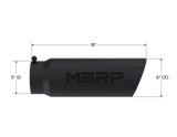 Universal 6" OD Angled Rolled End 5" Inlet 18" Black Finish Exhaust Tip - View 5 | Dirty Garage