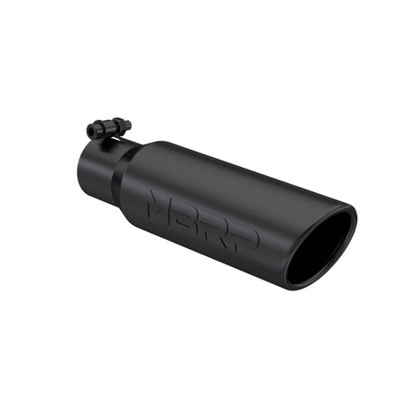 Universal 3" OD Angled Rolled End 2" Inlet 12" Length Tip Black Finish - View 3 | Dirty Garage