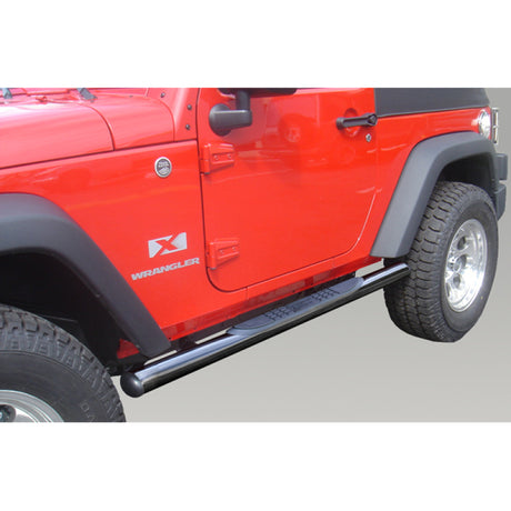 Rugged Ridge 3-In Round Side Steps Black 07-18 2-Door Jeep Wrangler - View 2 | Dirty Garage