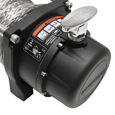 Universal 9500 LB 12V DC Tiger Shark Winch w/ Synthetic Black Rope - View 5 | Dirty Garage
