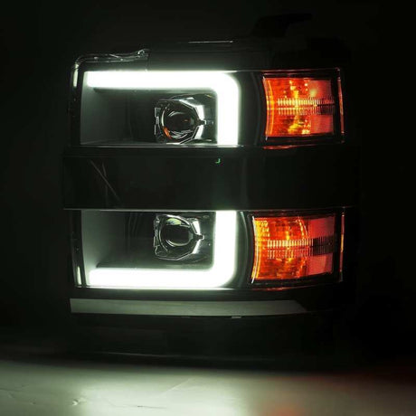 2015-2019 GM HD Pro-Series Projector Black Headlights Sequential Signal DRL - View 4 | Dirty Garage