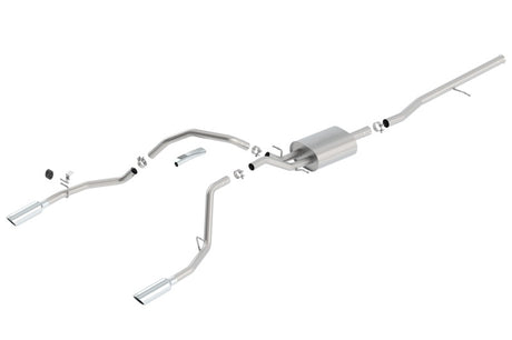 Borla 14 Silv/Sierra 1500 C/B S-Type Exhaust/2.75in Into Dual 2.25in Out 4in Tip Split Rear Exit - View 2 | Dirty Garage