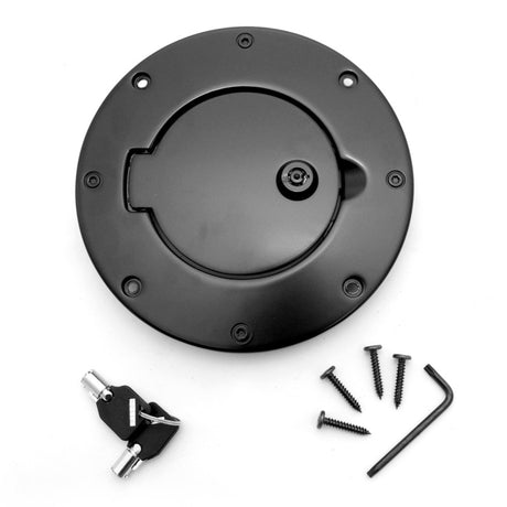Rugged Ridge Locking Gas Cap Door Black Alum 97-06TJ | Dirty Garage
