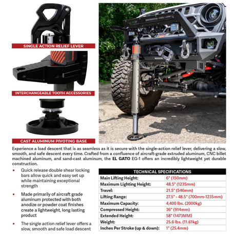 Go Rhino Xventure Gear EG1 El Gato Hydraulic Jack - Graphite - View 9 | Dirty Garage