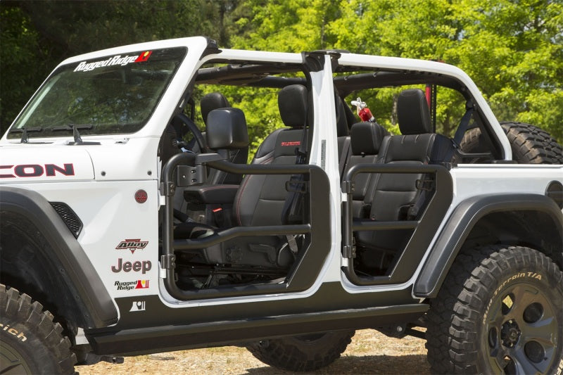 Rugged Ridge Fortis Front Tube Doors with Mirrors 18-23 Jeep Wrangler JL/JT - View 4 | Dirty Garage