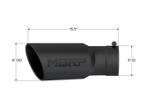 Universal 6" OD 5" Inlet 15.5" Length 30 Deg Bend Angled Rolled End Black Tip - View 5 | Dirty Garage