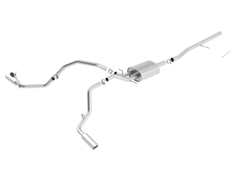 Borla 14 Silv/Sierra C/B Exhaust S-Type 1500 5.3L V8 AT/MT 2&4WD Ext Cab Split Side Exit - View 4 | Dirty Garage