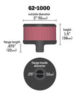 Universal Steel Base Crankcase Vent Filter 0.375in Vent OD x 2in OD x 1.5in Height - View 15 | Dirty Garage