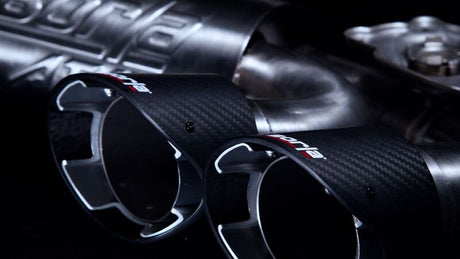 Borla 2020 Chevrolet Corvette C8 6.2L ATAK 3in Exhaust System Dual Round Angle Cut Carbon Fiber Tips - View 2 | Dirty Garage