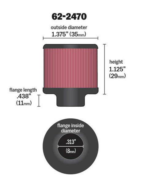 Universal .315/.431 Flange 1 3/8 inch OD 1.5 inch H Clamp On Crankcase Vent Filter - View 3 | Dirty Garage