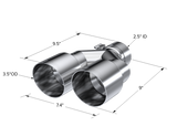 Universal T304 SS Dual Tip 3.5" OD 2.5" Inlet - View 2 | Dirty Garage