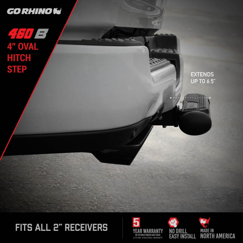 Go Rhino 4in Oval Hitch Step - Black - View 18 | Dirty Garage